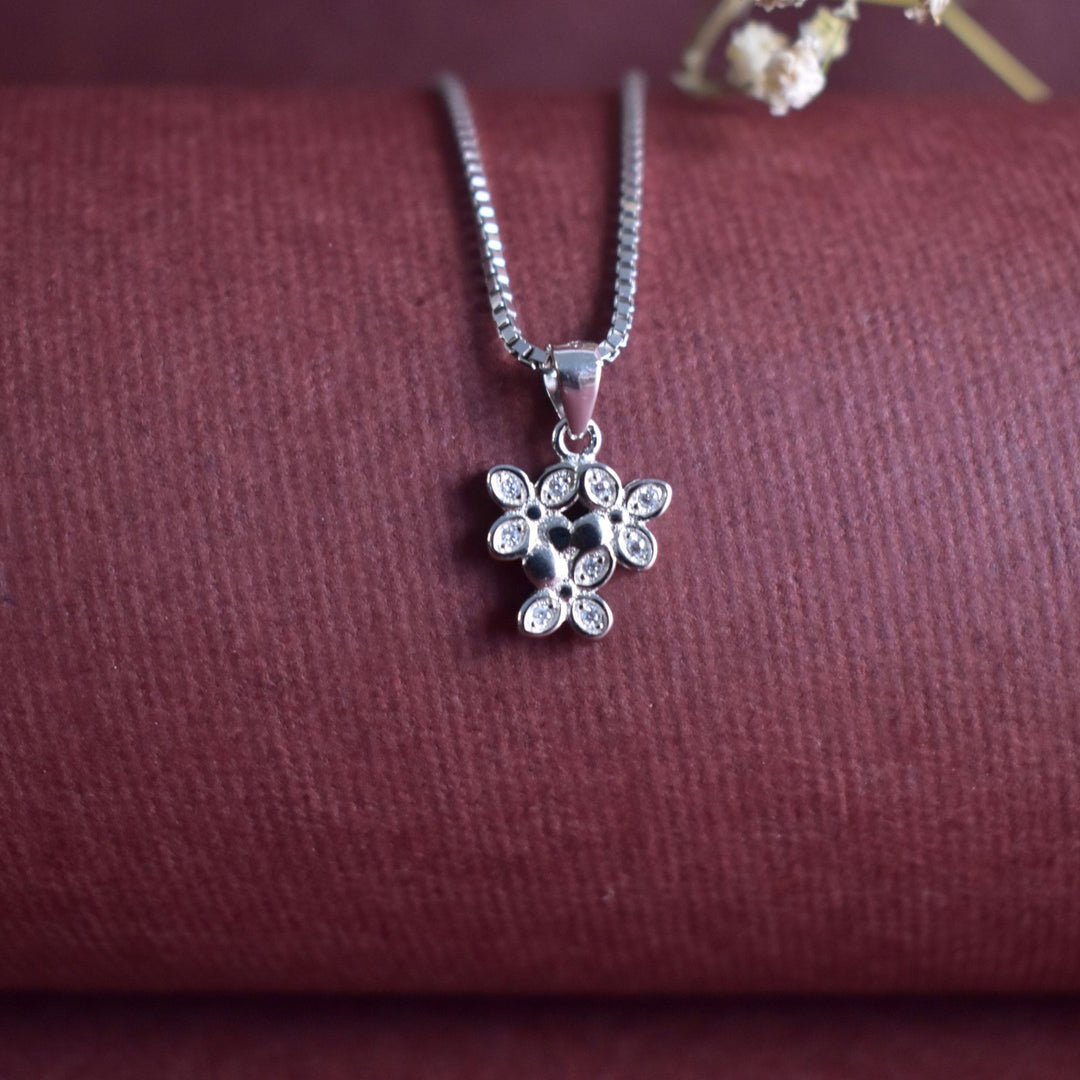 Floral Sparkle Silver Pendant