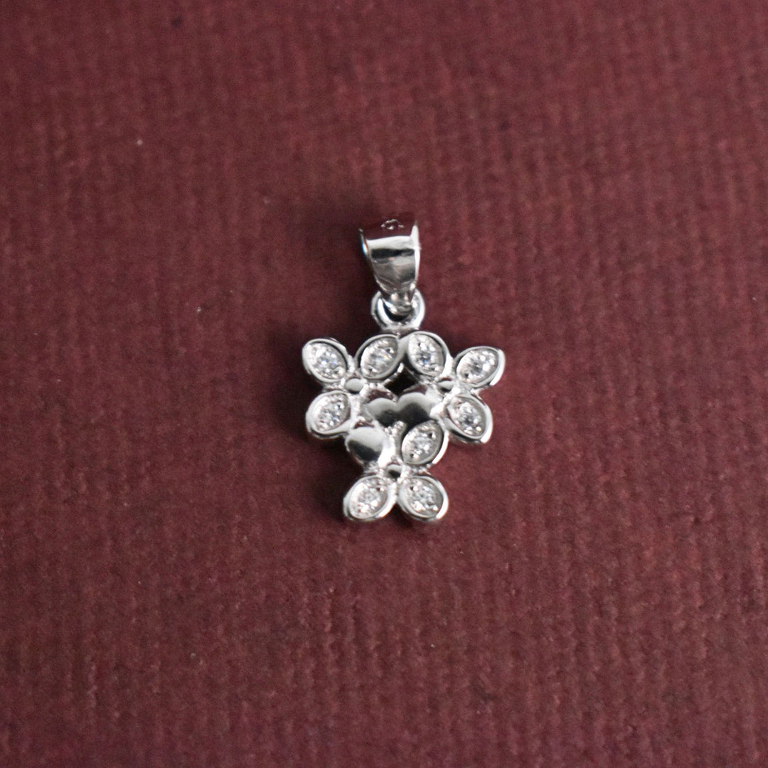 Floral Sparkle Silver Pendant