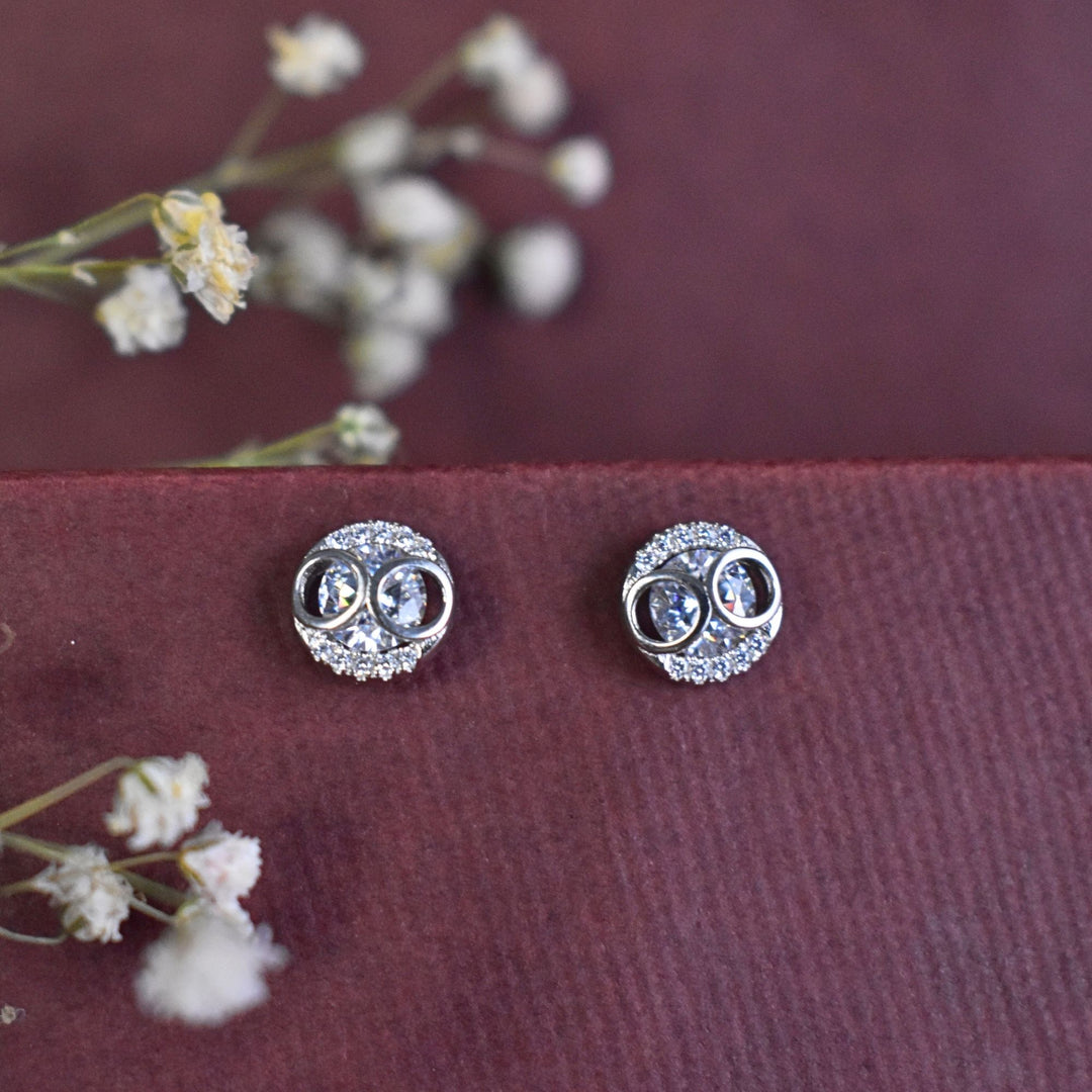Sparkling Halo Twin Stone Studs