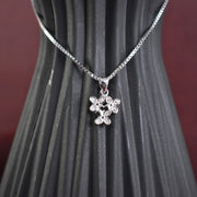 Floral Sparkle Silver Pendant